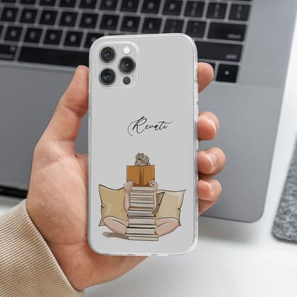 Girl Bookworm Name Initial Transparent Custom Slim Soft Cases