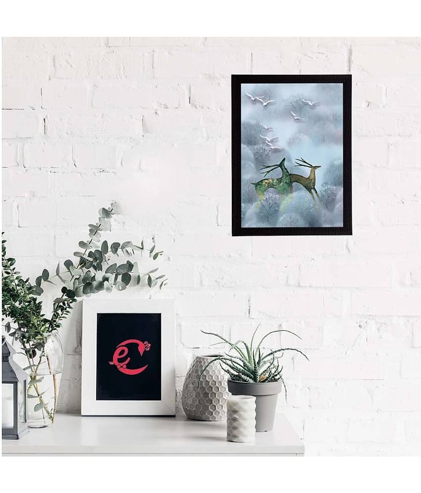 eCraftIndia Running Deer Satin Matt Texture UV Art Painting