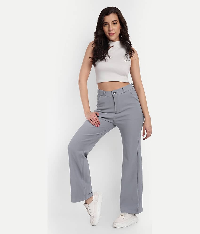 Broadstar Pack of 1 Corduroy Straight Women's Casual Pants ( Grey )