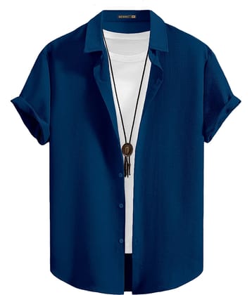 WEBRIC Cotton Blend Regular Fit Popcorn Textured Half Sleeves Men's Casual Shirt - Teal ( Pack of 1 )