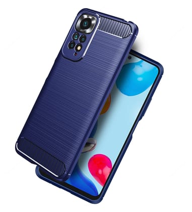 Carbon Fibre Series Shockproof Armor Back Cover for Redmi Note 11, Redmi Note 11S, 6.43 inch, Blue