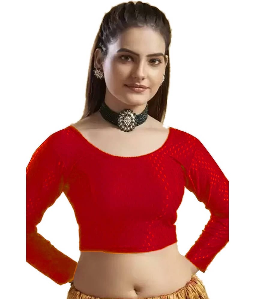 Laadli Red Readymade without Pad Cotton Blend Women's Blouse ( Pack of 1 )