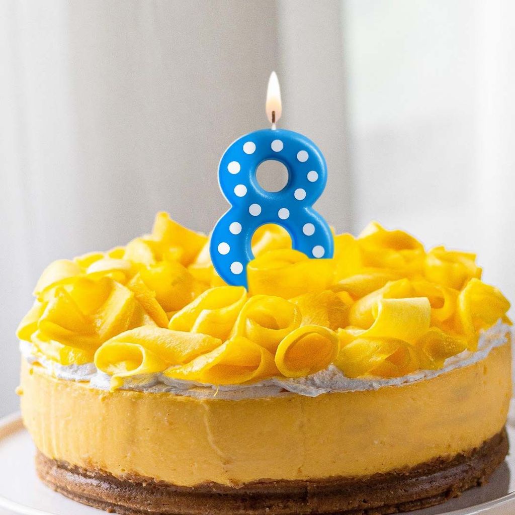 Number 8 Blue Polka Dot Candle - 1PC - Party and Festive Needs | Buy online on ZillyBuy
