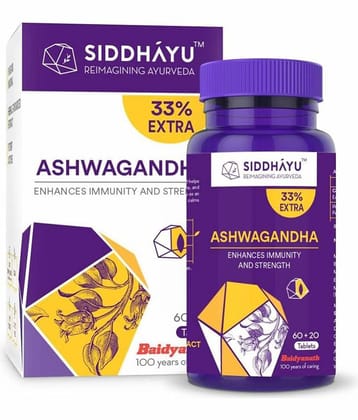 Siddhayu Ashwagandha Tablet Enhances Immunity and Strength 60 + 20 Tablet