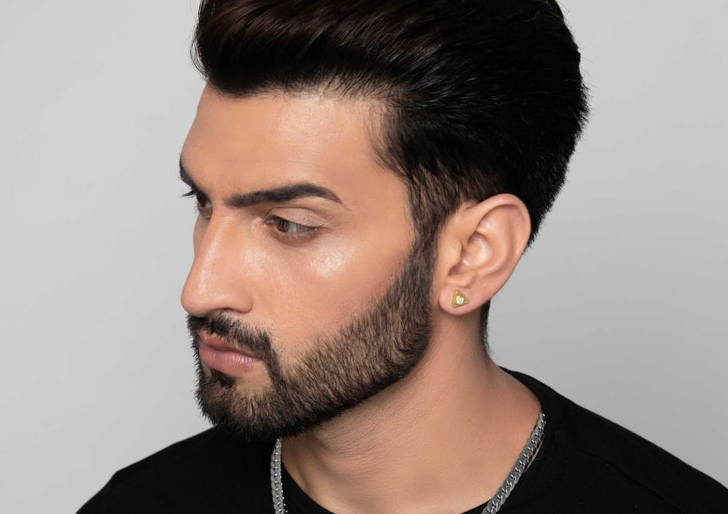 Triad Bezel Men's Ear Stud (1 Pc Only)