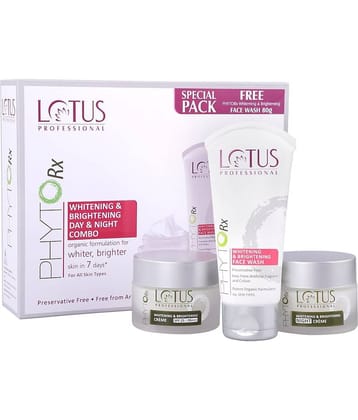 Lotus Professional Phytorx Brightening Day Cream 50g + Night Cream 50G + Face Wash 80g Combo Kit