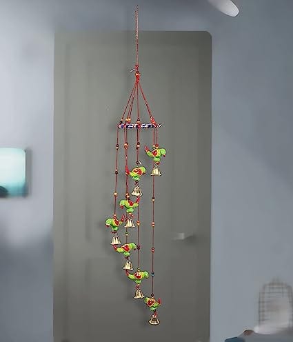 DreamKraft Decorative Parrot Door Hanging Wood Windchime (33 In, Multicolor)
