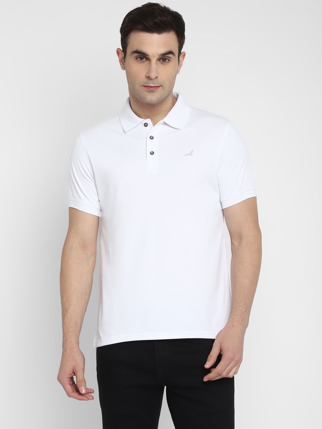 Polo Collar T-Shirt for Men - White TwinTex 50 Cotton 50 Poly-S / White