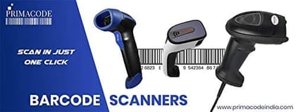 PRIMACODE PR-3810 2D QR Code Scanner - USB Wired Aadhar Card and Mobile Screen Scanner (Black - Orange)