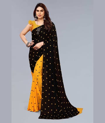 ANAND SAREES Georgette Printed Saree With Unstitched Blouse Piece ( Yellow )