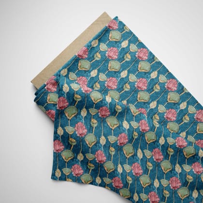 Blue Textured Kalamkari-Cotton