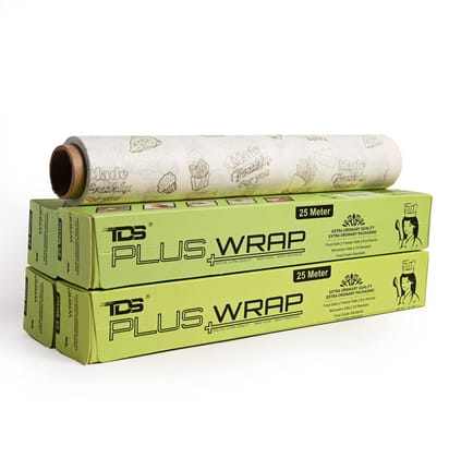 TDS PLUS WRAP 25 Meter Butter Paper Wrap for Kitchen, Food Packing, Cooking, Baking Keeps Food Warm, Fresh(Brown) (Pack of 4)