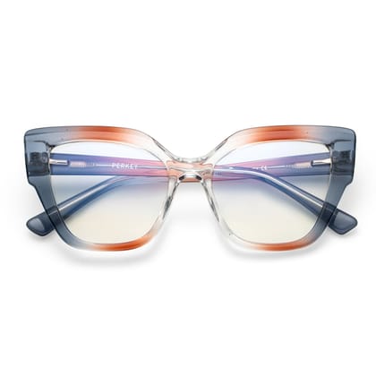 PERKEY Full Rim Cat Eye-Oversized Transparent Computer Blue Cut Eyeglasses Women - OPTL001-C2-Small / Clear / Multicolor