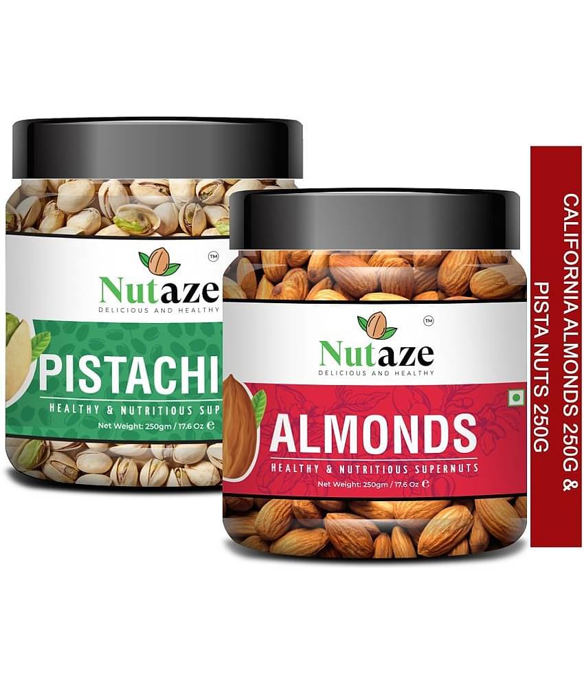 Nutaze Combo of California Almonds Badam Giri 250g & Premium Pistachios 250g| 100% Natural