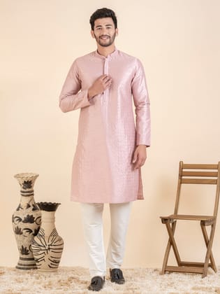 Pink Sequin Kurta Set-M/40 / Only Kurta - No Lowers