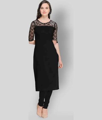 Dream Beauty Fashion - Black Crepe Women's Straight Kurti ( Pack of 1 )