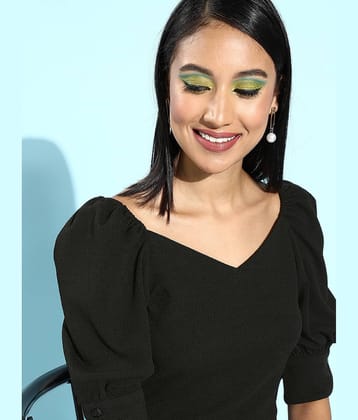 Rare Women's Polyester Crop Top ( Black )