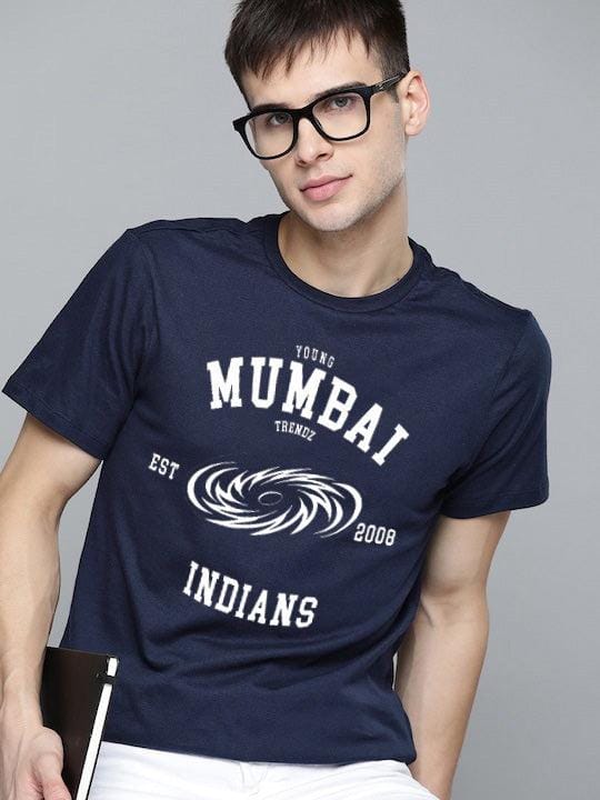 Half Sleeve Mens Mumbai IPL T-Shirts-XS / Navy