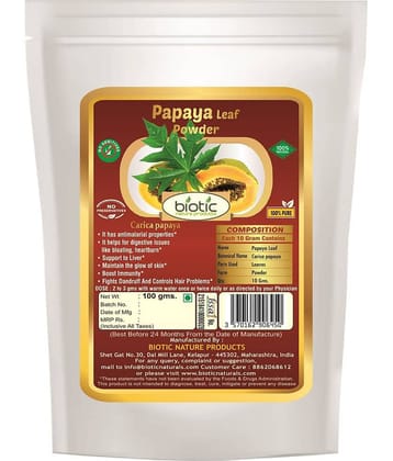Biotic Papaya Leaf Powder (Carica papaya) Papaya Powder 100 gm