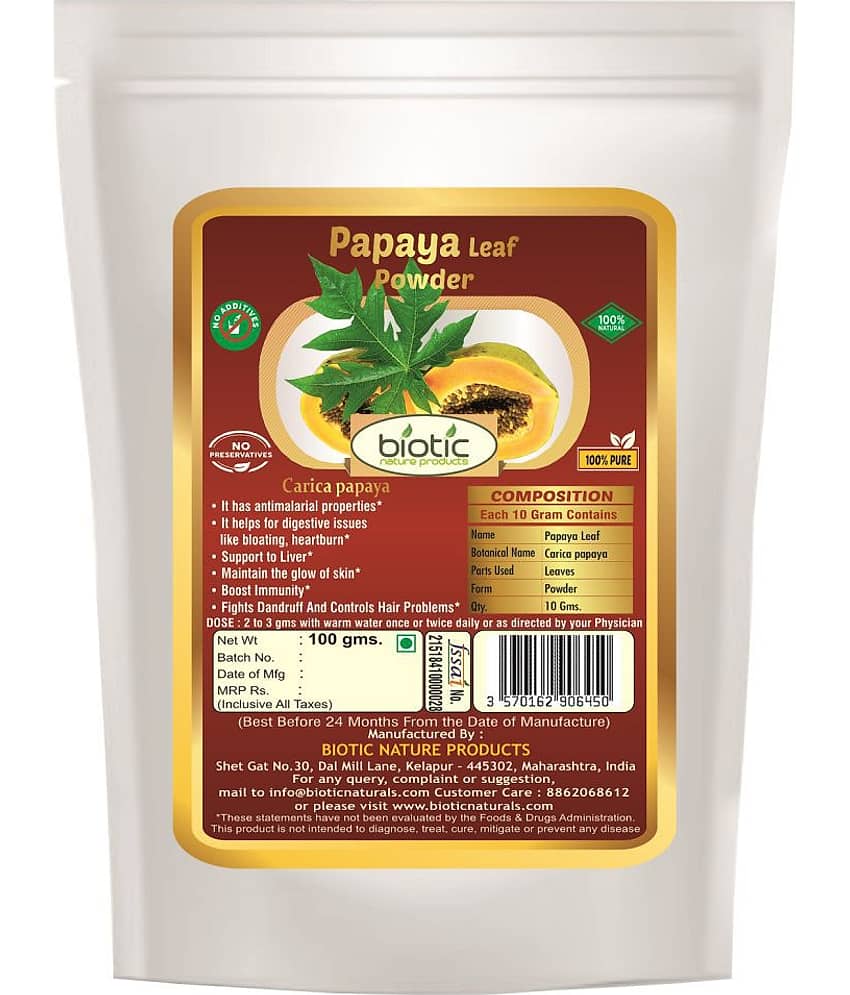 Biotic Papaya Leaf Powder (Carica papaya) Papaya Powder 100 gm
