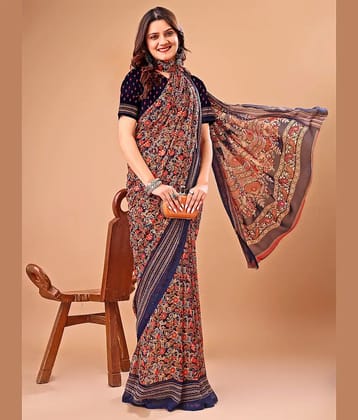 LEELAVATI Chiffon Printed Regular Saree With Unstitched Blouse Piece ( Multicolor )