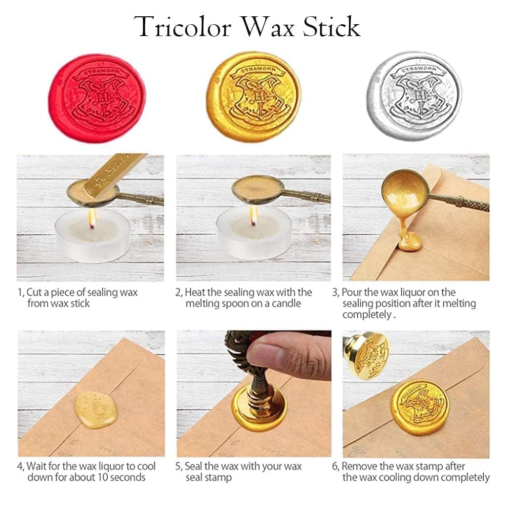 Quill Pen Ink Wax Seal Stamp Gift Set, Feather Pen Ink Set Includes Feather Dip Pen,Ink,5 Replacement Nibs,3 Wax Seal Sticks,Pen Nib Base,Seal Stamp, White Wax,Spoon, Valentine Gift