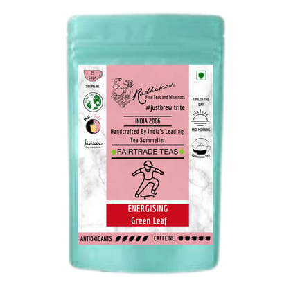 ENERGISING Green Leaf - Boost Energy and Promote Skin Glow (Gm - 50 Gm Makes 25 Cups) by M/S RADHIKAS FINE TEAS AND WHATNOTS