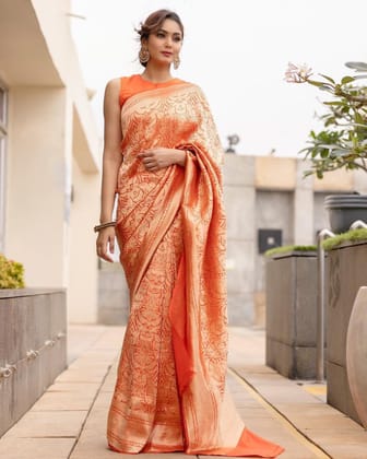 Kanjivaram Traditional Pure Soft Silk With Gold Zari Saree