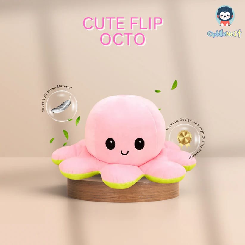 Flip Octopus Soft Toy - Double the Fun with Two Adorable Expressions