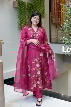 Shreen Floral Detailing Anarkali Set-M