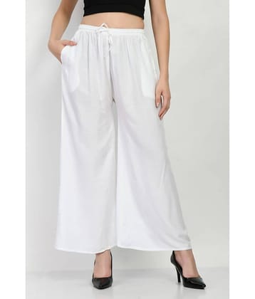maurya enterprises - White Rayon Flared Women's Palazzos ( Pack of 1 )