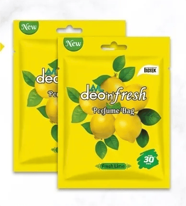 Deo'n'Fresh Perfume Bag, Fresh Lime Fragrance, Eliminates Bad Odour, 10g Pack of 4