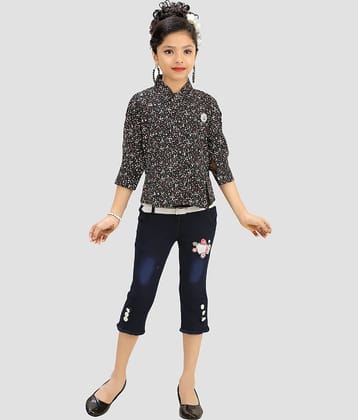 Arshia Fashions Pack of 1 Girls Denim Top With Capris ( Black )