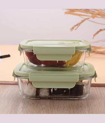 ATIPRIYA Borosilicate 1110 ml Glass Multicolor Multi-Purpose Container ( Set of 2 )