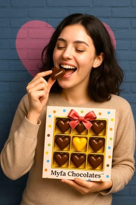 Myfa Chocolates Luxury Chocolate Gift Box, 9 Pieces Assorted Truffles with Birthday, Anniversary tags Myfa Chocolates Luxury Chocolate Gift Box, 9 Pieces Assorted Truffles with Birthday, Anniversary tags