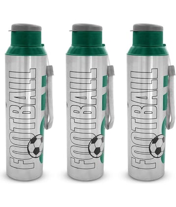 Dhara Stainless Steel Breeze 900 Green Stainless Steel Fridge Water Bottle 850 mL ( Set of 3 )