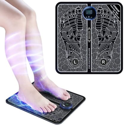 Electric Foot Massager Machine with Heat, EMS Foot Circulation Stimulator, Deep Tissue Kneading Shiatsu Foot Massager for Pain Relief