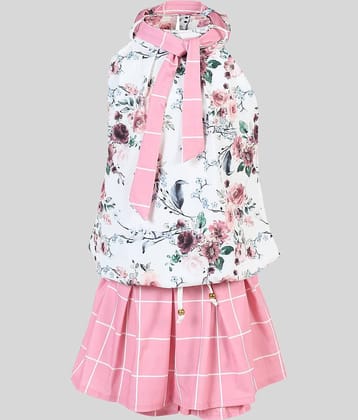 Arshia Fashions Pack of 1 Girls Cotton Blend Top With Skirt ( Pink )