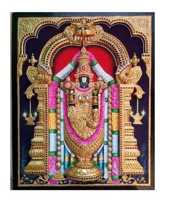 Tirupati Balaji Traditional Tanjore Painting By Authentic Handcrafted Method (Size 10x8)