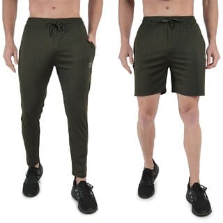 Kwings Mens Lower & Short Combo Pack (Pack of 2) Lycra blend Plain sports wear Bottoms