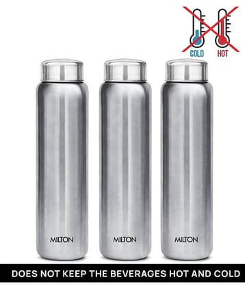 Milton Aqua 1000 Stainless Steel Water Bottle, Set of 3, 950 ml, Silver