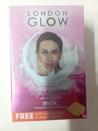 London glow face powder with goodness of milk  free puff worth 30 g