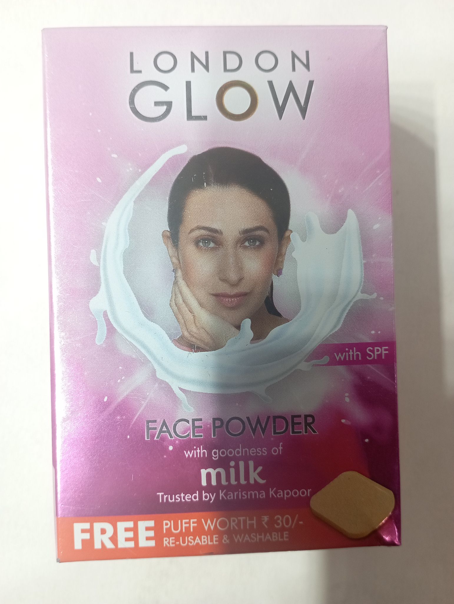 London glow face powder with goodness of milk  free puff worth 30 g