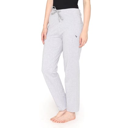Vami Plain Cotton Rich Relax Lower For Women - Light Grey S
