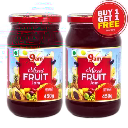 9am Mixed Fruit Jam, 450 gm - Buy 1 Get 1 Free