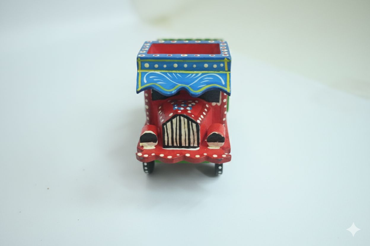 Icrafts Handmade Wooden Truck – Mini Multicolor Wooden Toy (L: 12.7 cm × B: 7.62 cm × H: 10.16 cm, Weight: 70 g)