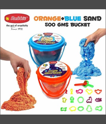Rabbit 1Kg Magic Flow Sand Buckets Pack of 2 For Kids.(Blue-Orange)