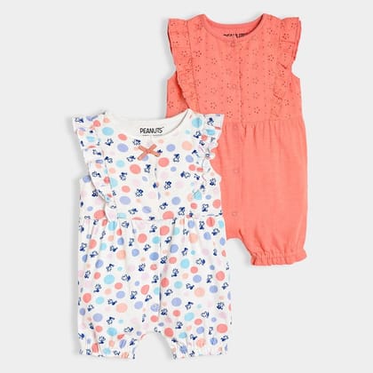 Peanuts™ Speckle Knitted Romper White & Peach Pack of 2-18-24 M / Peach