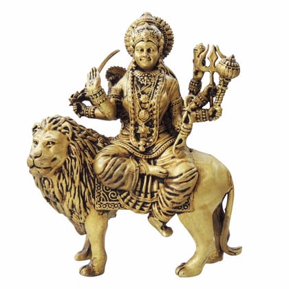 Brass Durga Ji God Idol - Premium Antique Finish Decorative Showpiece, Height : 5.2 Inch (BSMAS1732 G)