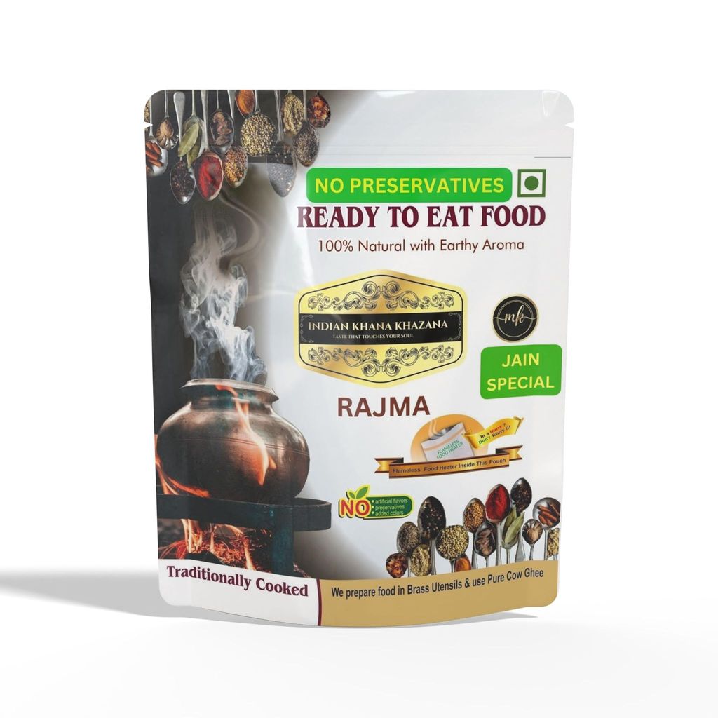 Rajma Rice (COMBO)/ (JAIN SPECIAL/ NO ONION NO GARLIC) INDIAN KHANA KHAZANA Ready to eat | No Added Preservative and Colours / Serve Hot Anytime Anywhere with our Disposable-Cooker inside the Pack/ Indian Tasty Flavour Ready to Eat Food